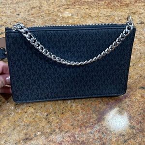 Michael Kors MK Fanny Pack Belt With Pull Chain, Black/Grey, LARGE